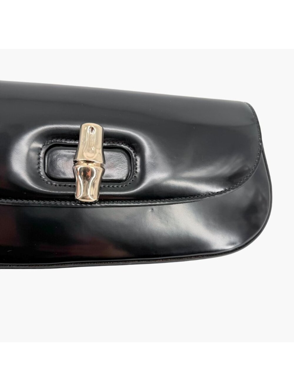 Gucci Bamboo Night Chain Turnlock Shoulder Bag Clutch Black Leather Small - Picture 4 of 15